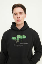 Load image into Gallery viewer, GULNOZA DILNOZA MILANO green glow mushrooms print hoodie in cotton