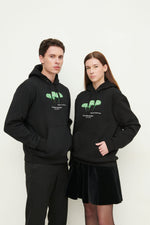 Load image into Gallery viewer, GULNOZA DILNOZA MILANO green glow mushrooms print hoodie in cotton