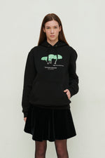 Load image into Gallery viewer, GULNOZA DILNOZA MILANO green glow mushrooms print hoodie in cotton