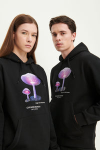GULNOZA DILNOZA MILANO pink glow mushrooms print hoodie in cotton