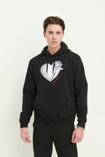 Load image into Gallery viewer, GULNOZA DILNOZA MILANO heart & rose print unisex hoodie in cotton