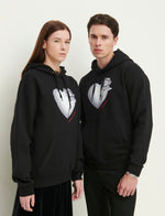 Load image into Gallery viewer, GULNOZA DILNOZA MILANO heart & rose print unisex hoodie in cotton
