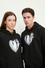 Load image into Gallery viewer, GULNOZA DILNOZA MILANO heart & rose print unisex hoodie in cotton