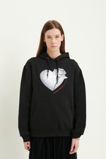 Load image into Gallery viewer, GULNOZA DILNOZA MILANO heart & rose print unisex hoodie in cotton
