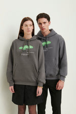 Load image into Gallery viewer, GULNOZA DILNOZA MILANO green glow mushrooms print hoodie in cotton