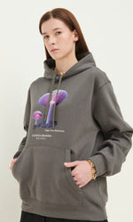 Load image into Gallery viewer, GULNOZA DILNOZA MILANO pink glow mushrooms print hoodie in cotton