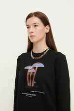 Load image into Gallery viewer, GULNOZA DILNOZA MILANO blue glow mushrooms print sweatshirt in cotton