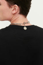 Load image into Gallery viewer, Gulnoza Dilnoza Logo chain-link necklace in silver finish metal