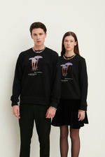 Load image into Gallery viewer, Gulnoza Dilnoza Milano blue glow mushrooms print sweatshirt in cotton