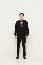 Load image into Gallery viewer, Gulnoza Dilnoza Milano blue glow mushrooms print sweatshirt in cotton