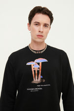 Load image into Gallery viewer, Gulnoza Dilnoza Milano blue glow mushrooms print sweatshirt in cotton