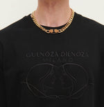 Load image into Gallery viewer, Gulnoza Dilnoza Logo chain-link necklace in gold finish metal