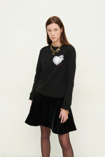 Load image into Gallery viewer, Gulnoza Dilnoza Logo, heart and rose charm double-chain necklace in gold finish metal