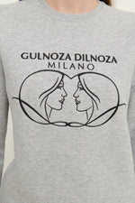 Load image into Gallery viewer, GULNOZA DILNOZA MILANO Logo Embroidered sweatshirt in cotton
