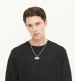 Load image into Gallery viewer, GULNOZA DILNOZA Logo pendant necklace in silver finish metal