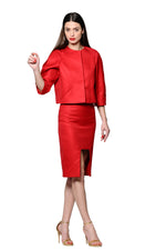 Load image into Gallery viewer, Modern Tailored Red Cotton Jacket