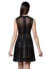 Load image into Gallery viewer, Black Silk Crepe de Chine Pleated Jewel Embroidered Dress