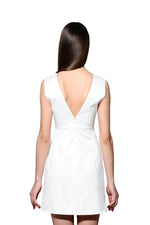 Load image into Gallery viewer, White Italian Cotton V-Neck Jewel Embroidered Mini Dress