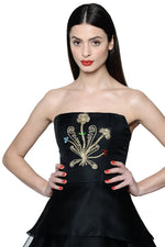 Load image into Gallery viewer, Silk Organza Corset Jewel Embroidered Little Black Dress