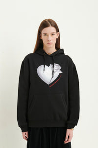 GULNOZA DILNOZA MILANO heart & rose print unisex hoodie in cotton