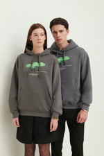 Load image into Gallery viewer, GULNOZA DILNOZA MILANO green glow mushrooms print hoodie in cotton
