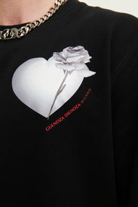 GULNOZA DILNOZA MILANO heart & rose print sweatshirt in cotton