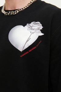 GULNOZA DILNOZA MILANO heart & rose print sweatshirt in cotton