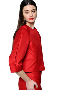 Modern Tailored Red Cotton Jacket