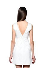 Load image into Gallery viewer, Jewel Embellished and Embroidered White Vneck Mini Dress
