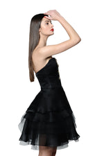 Load image into Gallery viewer, Jewel Embellished and Embroidered Silk Organza Little Black Dress

