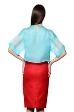 Load image into Gallery viewer, Silk Organza Jewel Embellished and Embroidered Top
