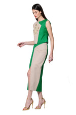 Load image into Gallery viewer, Green Asymmetric Tailored Maxi Skirt
